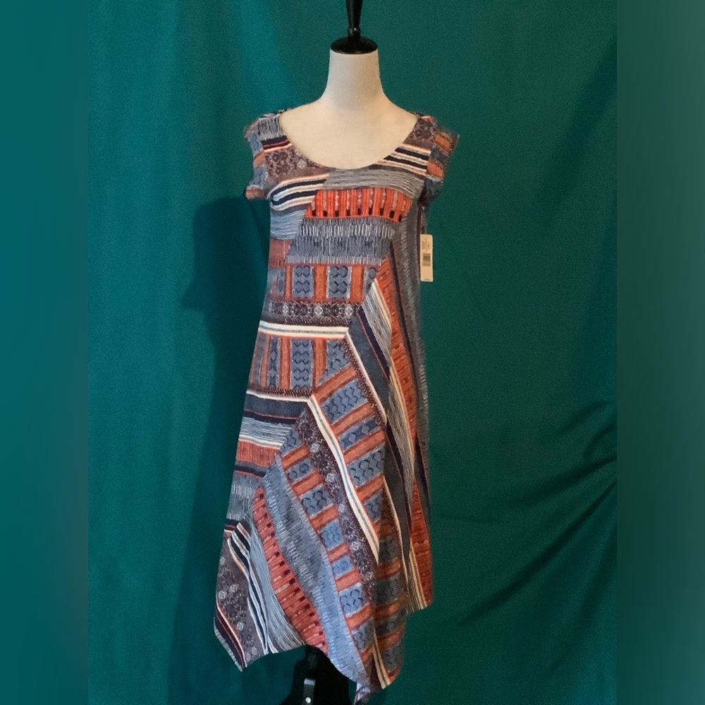 NEW DIRECTION, WOMEN’S SMALL SLEEVELESS DRESS, COPENHAGEN/NAVY/AZTEC DRESS (NWT)